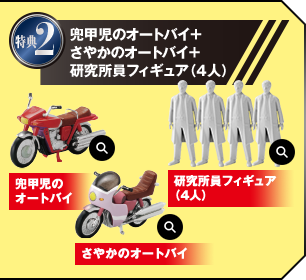 特典2 兜甲児のオートバイ + さやかのオートバイ + 研究所員フィギュア（4人）
