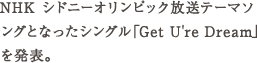 NHK シドニーオリンピック放送テーマソングとなったシングル「Get U're Dream」を発表。