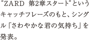 “ZARD 第2章スタート”というキャッチフレーズのもと、シングル「さわやかな君の気持ち」を発表。