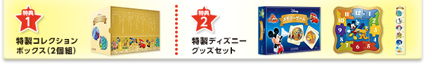 特典1 特製コレクションボックス（2個組） 特典2 特製ディズニーグッズセット