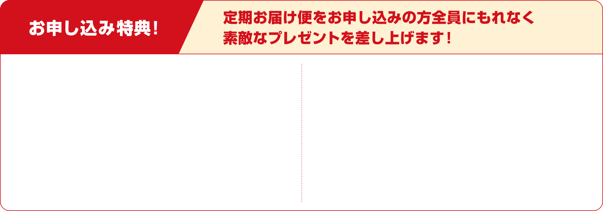 お申し込み特典! 定期お届け便をお申し込みの方全員にもれなく素敵なプレゼントを差し上げます!