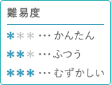 難易度 ＊…かんたん ＊＊…ふつう ＊＊＊…むずかしい