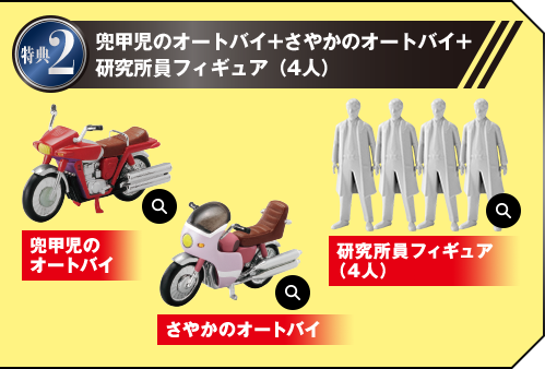 特典2 兜甲児のオートバイ + さやかのオートバイ + 研究所員フィギュア（4人）