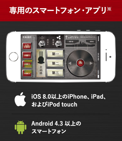 専用のスマートフォン・アプリ※ iOS 8.0以上のiPhone、iPad、およびiPod touch Android 4.3 以上のスマートフォン